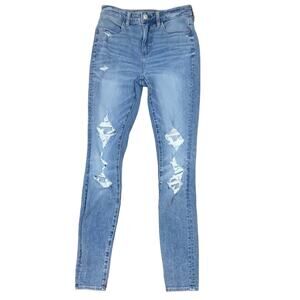 American Eagle The Dream Jean Super Hi-Rise Distressed Light Wash Jegging Jeans